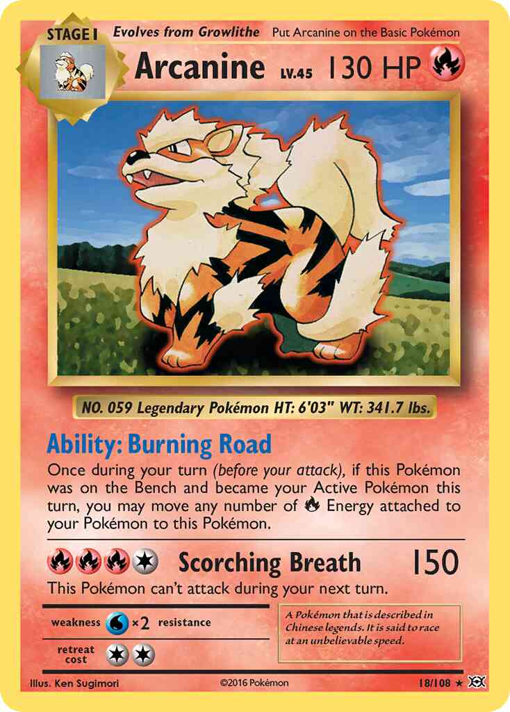 Arcanine - 18/108 - Rare [xy12-18] [Non-Holo]