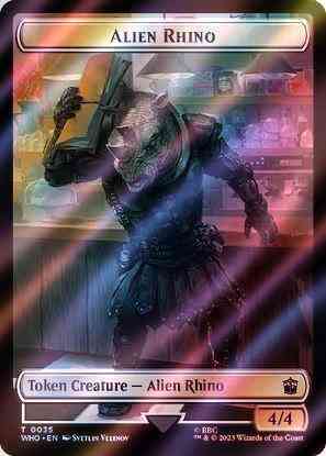 Alien Rhino Token (35) // Mutant Token (50) [Universes Beyond: Doctor Who: Tokens] [Surge Foil]