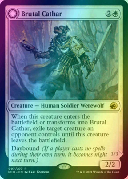 Brutal Cathar // Moonrage Brute [7] [Innistrad: Midnight Hunt] [Foil]