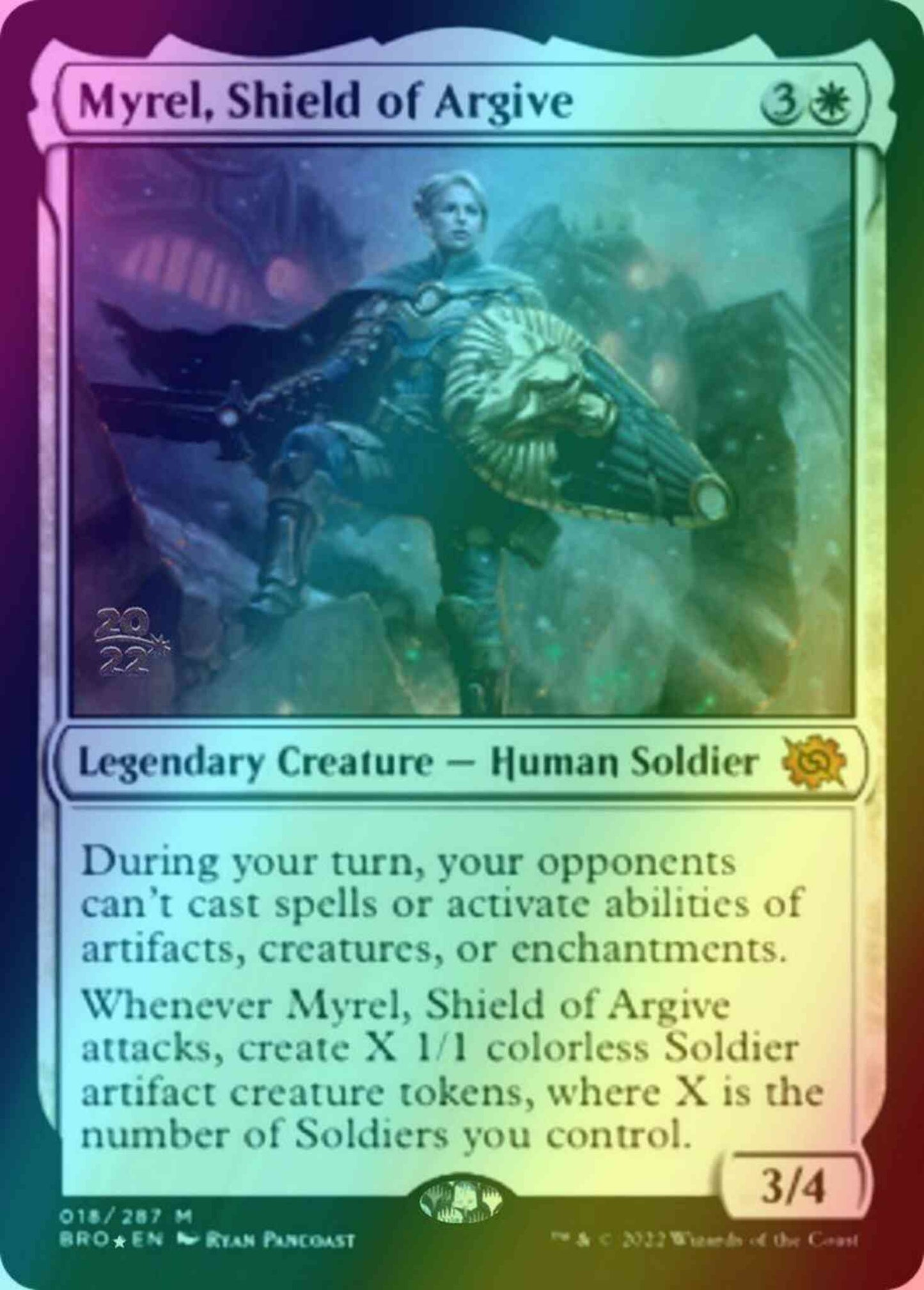 Myrel, Shield of Argive [18s] [Prerelease] [The Brothers' War: Promos] [Foil]