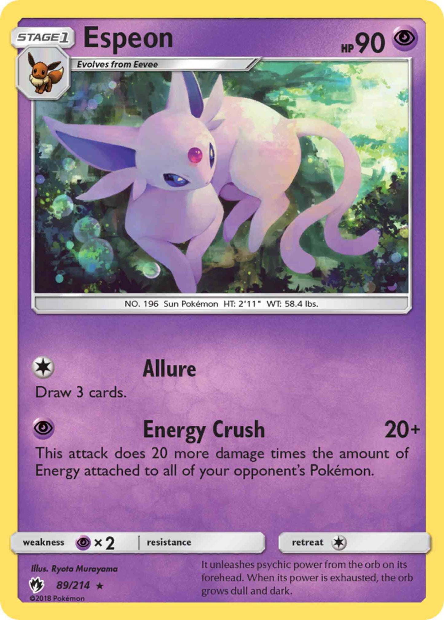 Espeon - 89/214 - Rare [sm8-89] [Reverse Holo]