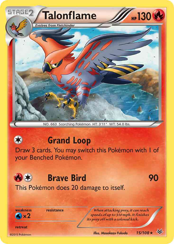 Talonflame - 15/108 - Rare [xy6-15] [Reverse Holo]