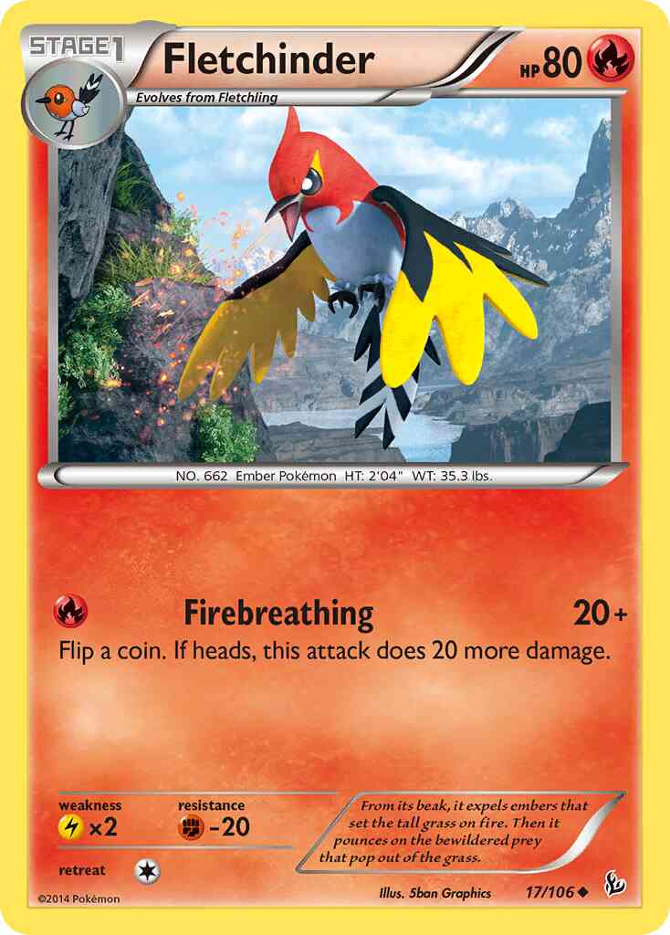 Fletchinder - 17/106 - Uncommon [xy2-17] [Reverse Holo]