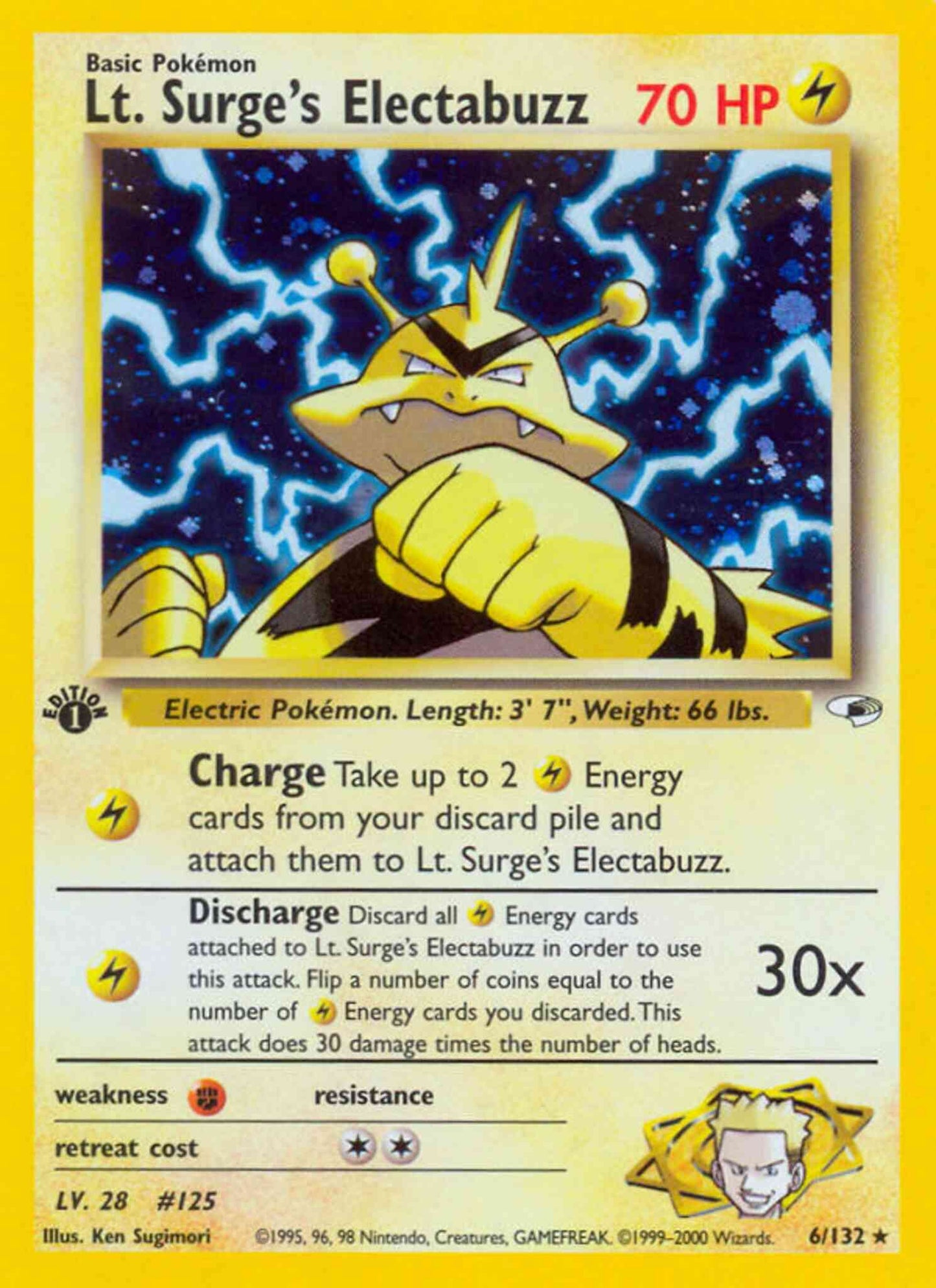 Lt. Surge's Electabuzz - 6/132 - Rare - 1st Edition [gym1-6] [Holo]