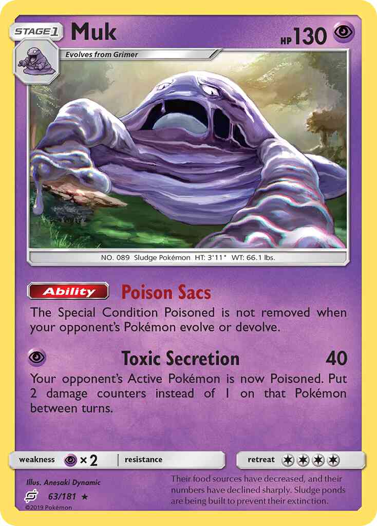 Muk - 63/181 - Rare [sm9-63] [Reverse Holo]