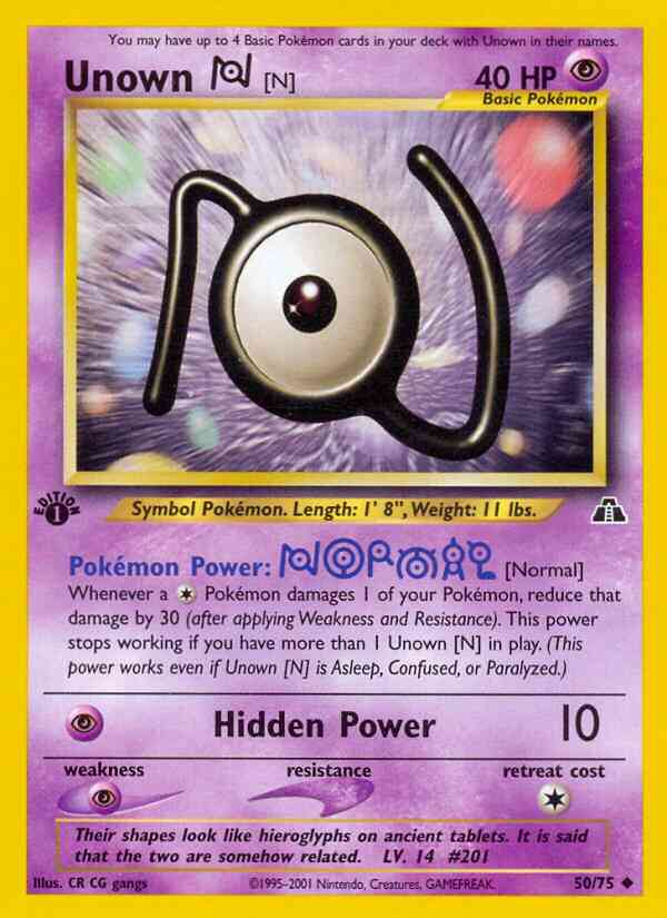 Unown - 1st Edition [N] - 50/75 - Uncommon - 1st Edition [neo2-50] [Non-Holo]