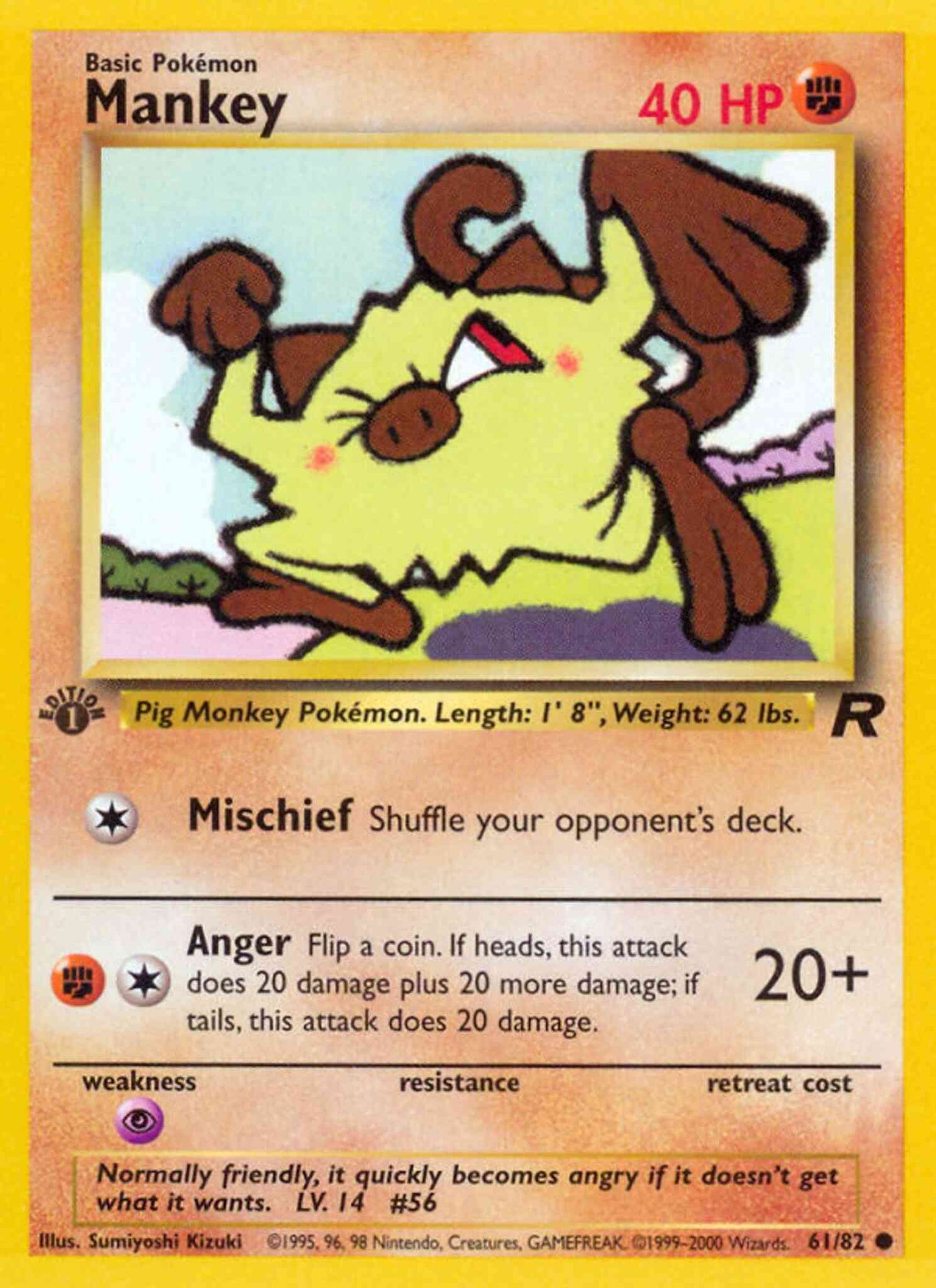 Mankey - 61/82 - Common - 1st Edition [base5-61] [Non-Holo]