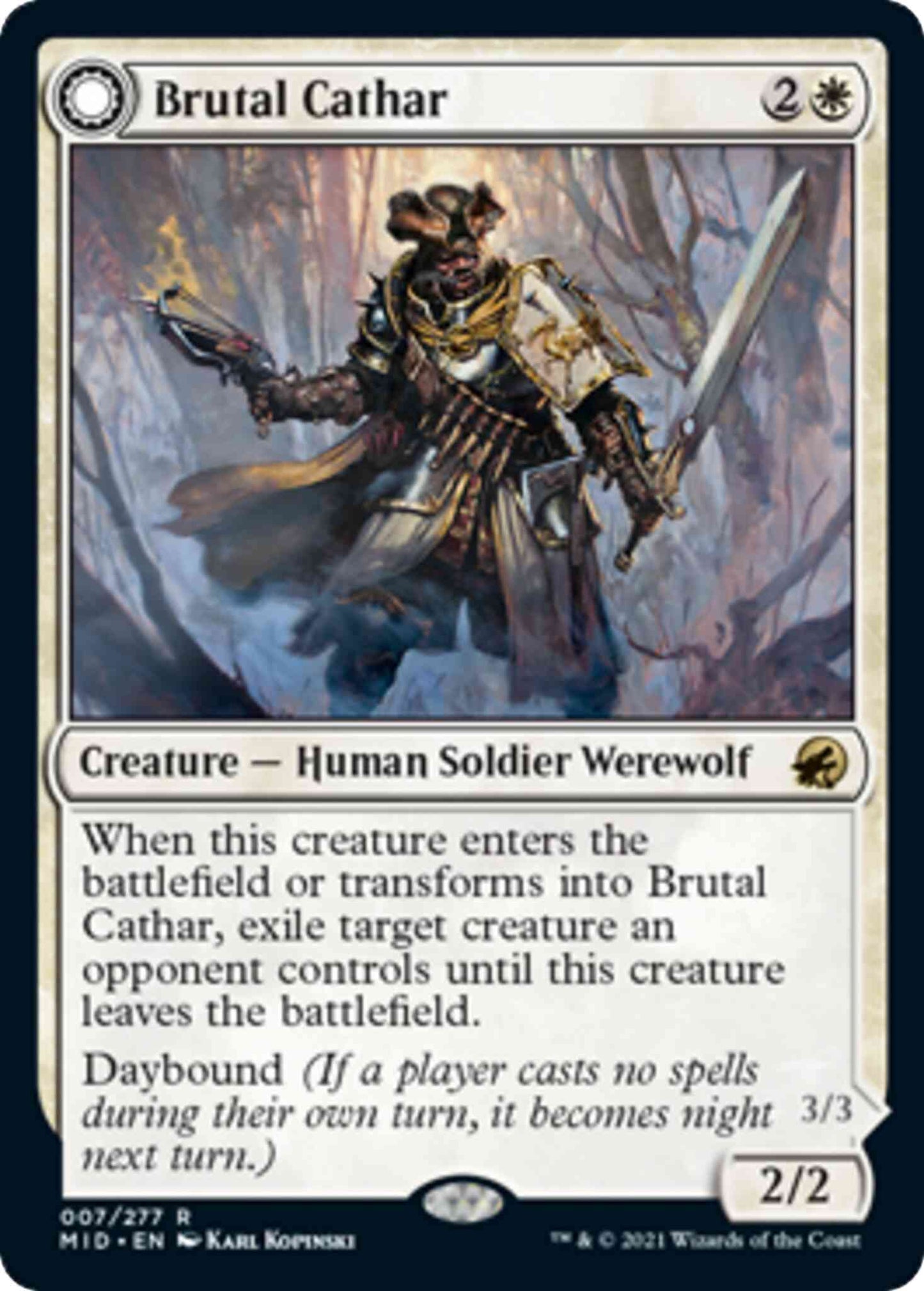 Brutal Cathar // Moonrage Brute [7] [Innistrad: Midnight Hunt] [Non-Foil]