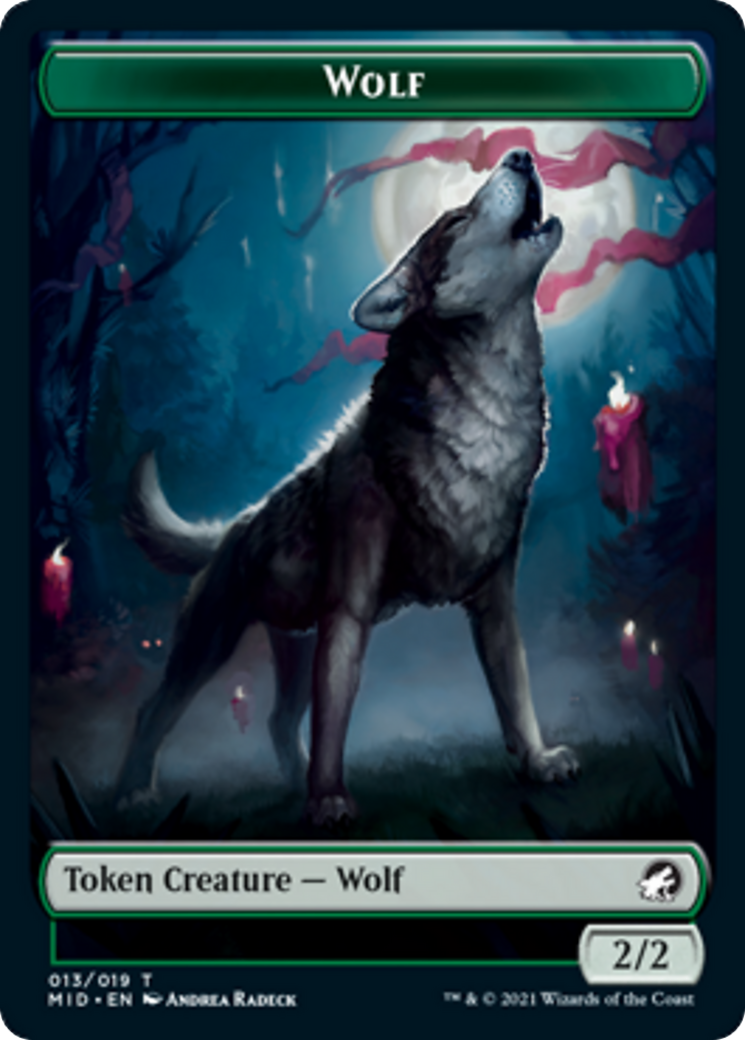 Knight Token (03) // Wolf Token (13) [Innistrad: Midnight Hunt: Commander: Tokens] [Non-Foil]