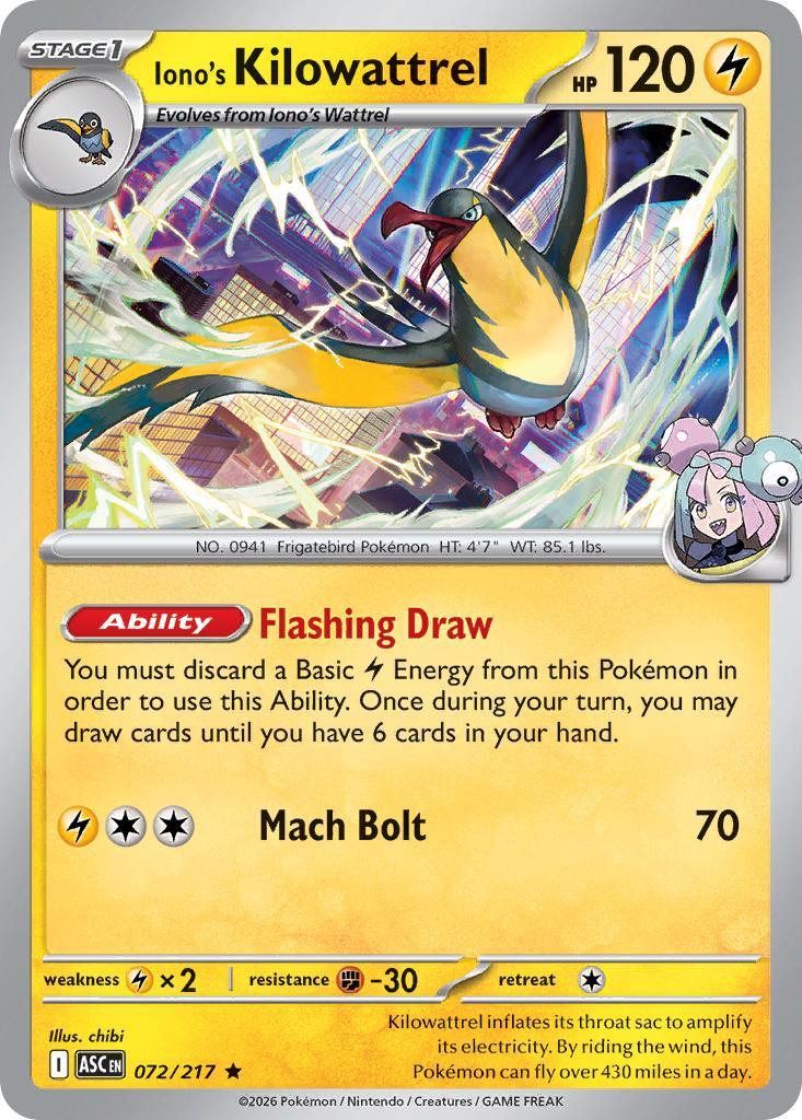 Iono's Kilowattrel - 072/217 - Rare [me025-072] [Holo]