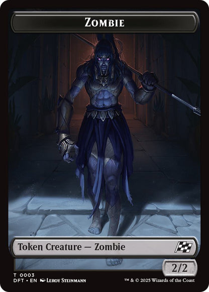 Zombie Token (03) // Zombie Warrior Token (09) [DFT/DRC Set Symbol] [Aetherdrift: Commander: Tokens] [Non-Foil]