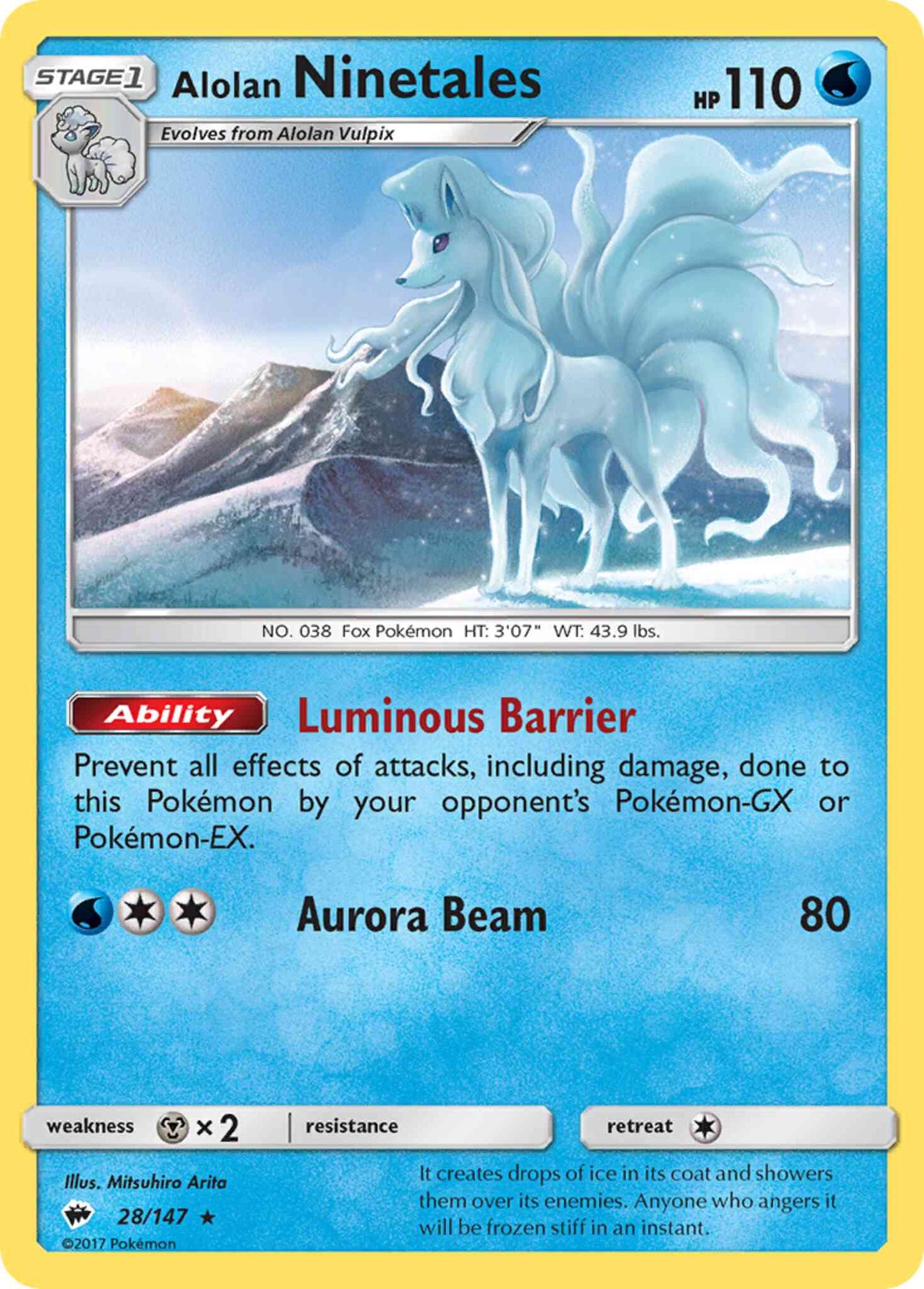 Alolan Ninetales - 28/147 - Rare [sm3-28] [Reverse Holo]