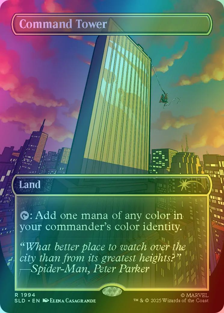 Command Tower [1994] [Borderless] [Spider-Man: Heroic Deeds] [Secret Lair Drop] [Rainbow Foil]