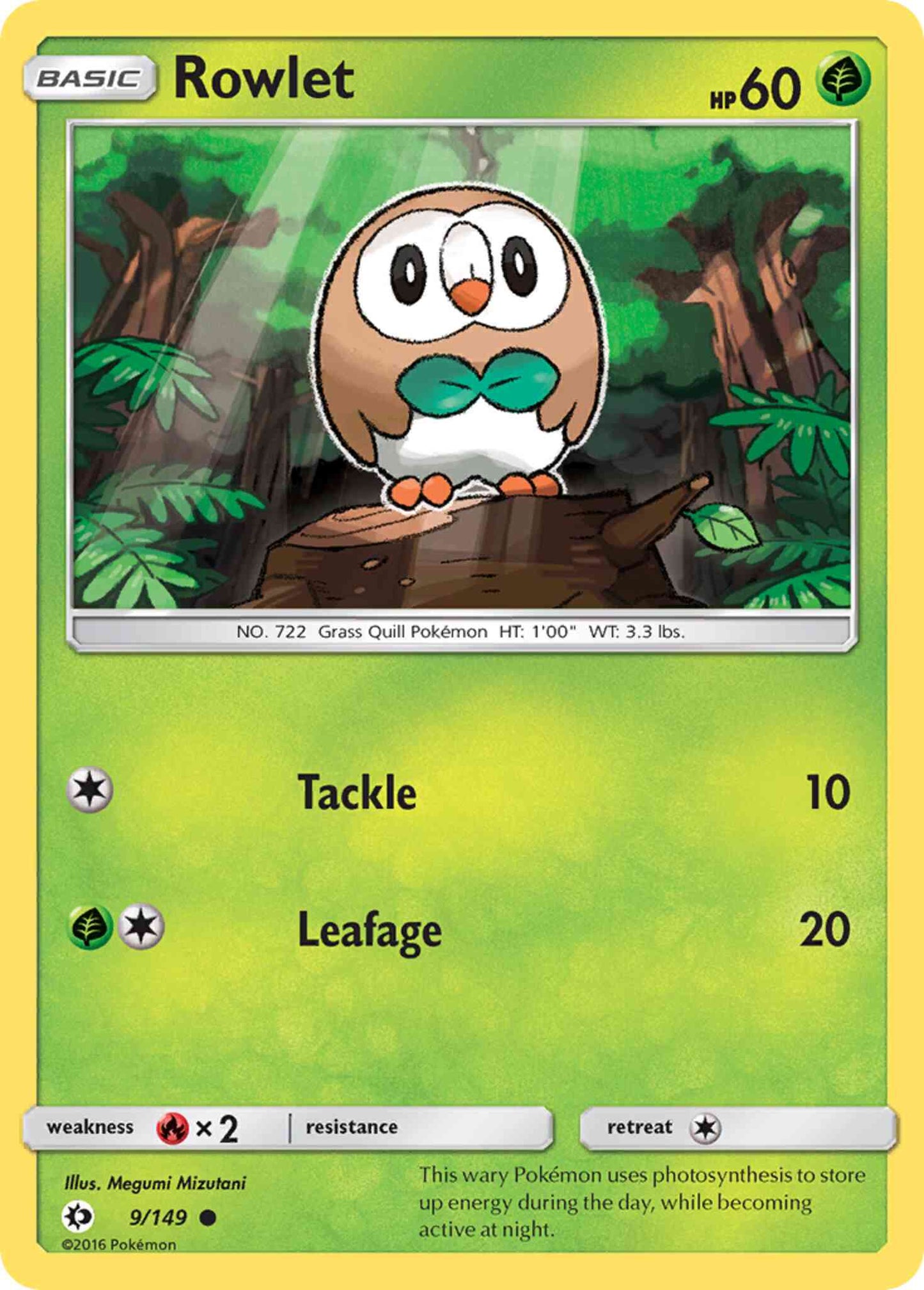 Rowlet - 9/149 - Common [sm1-9] [Reverse Holo]