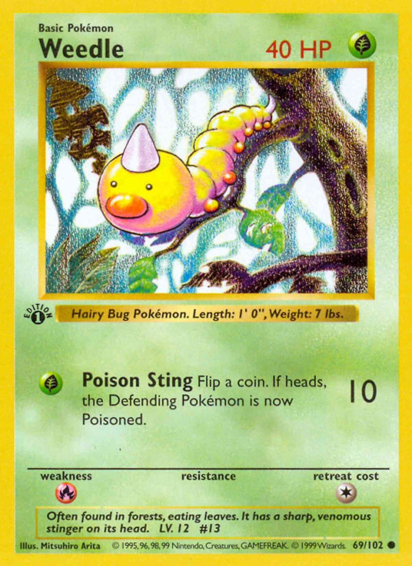 Weedle - 69/102 - Common - 1st Edition [base1-69] [Non-Holo]