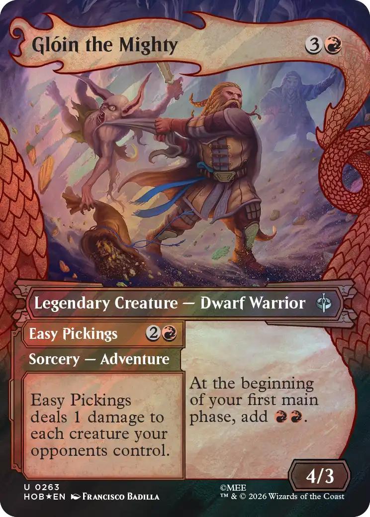 Glóin the Mighty [263] [Borderless] [Dragon Hoard] [The Hobbit] [Surge Foil]
