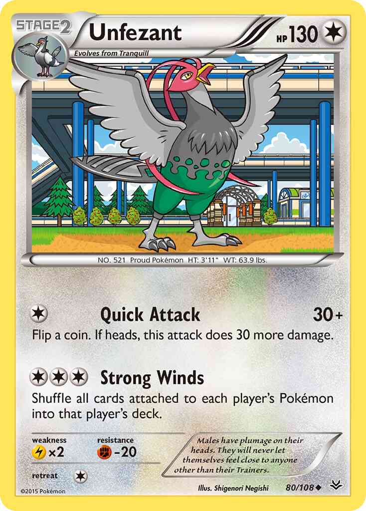 Unfezant - 80/108 - Uncommon [xy6-80] [Reverse Holo]