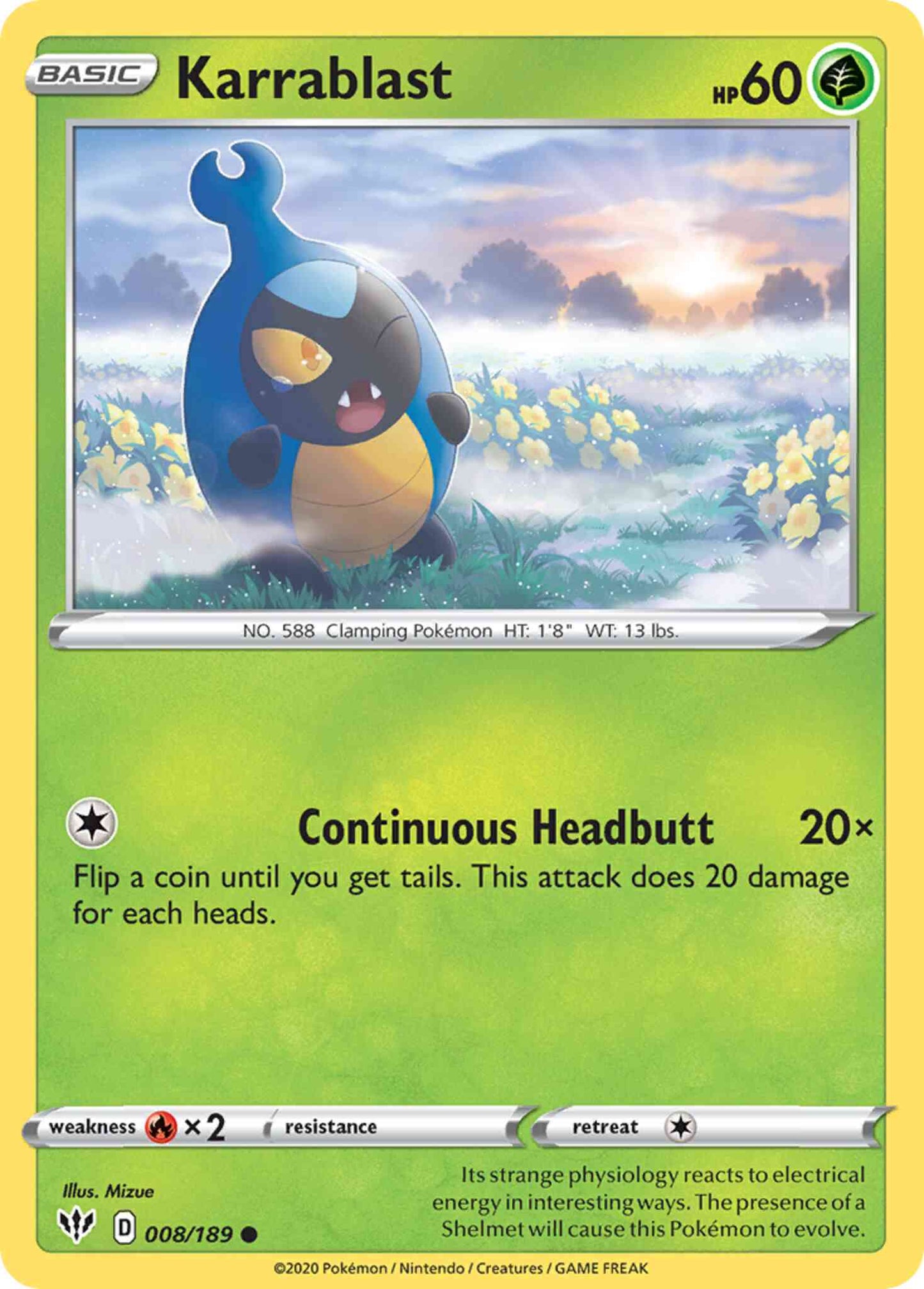 Karrablast - 008/189 - Common [swsh3-008] [Reverse Holo]