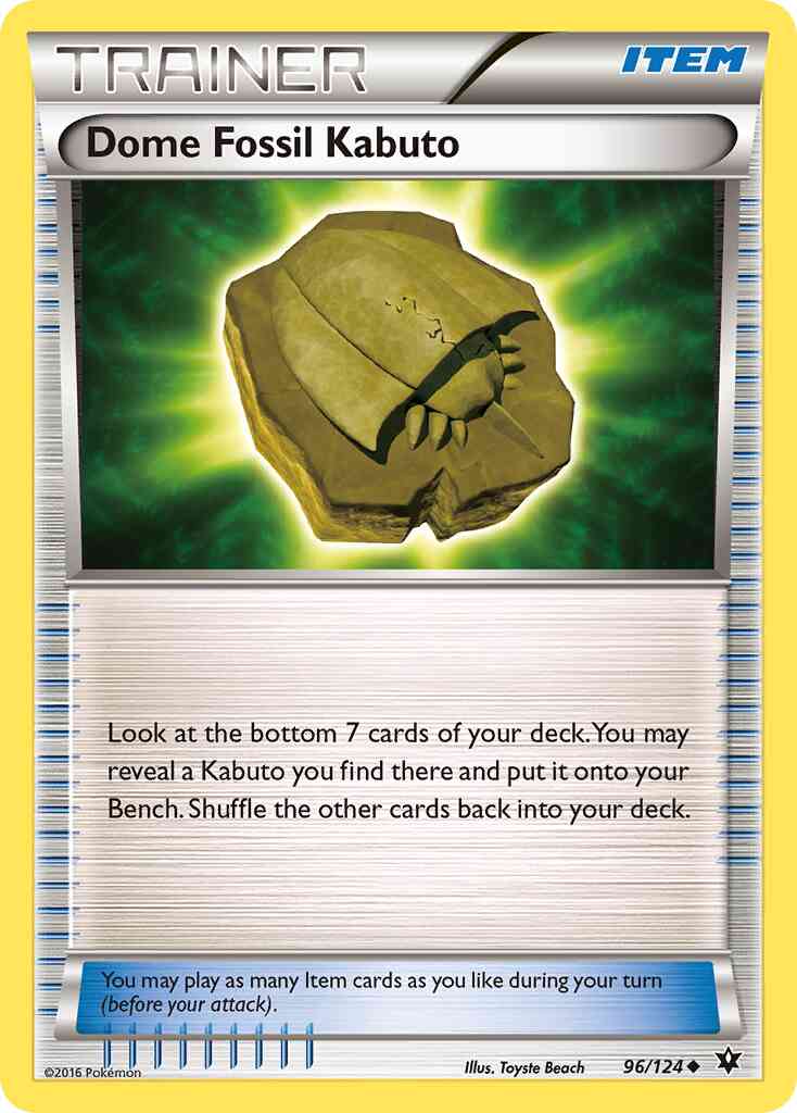 Dome Fossil Kabuto - 96/124 - Uncommon [xy10-96] [Reverse Holo]