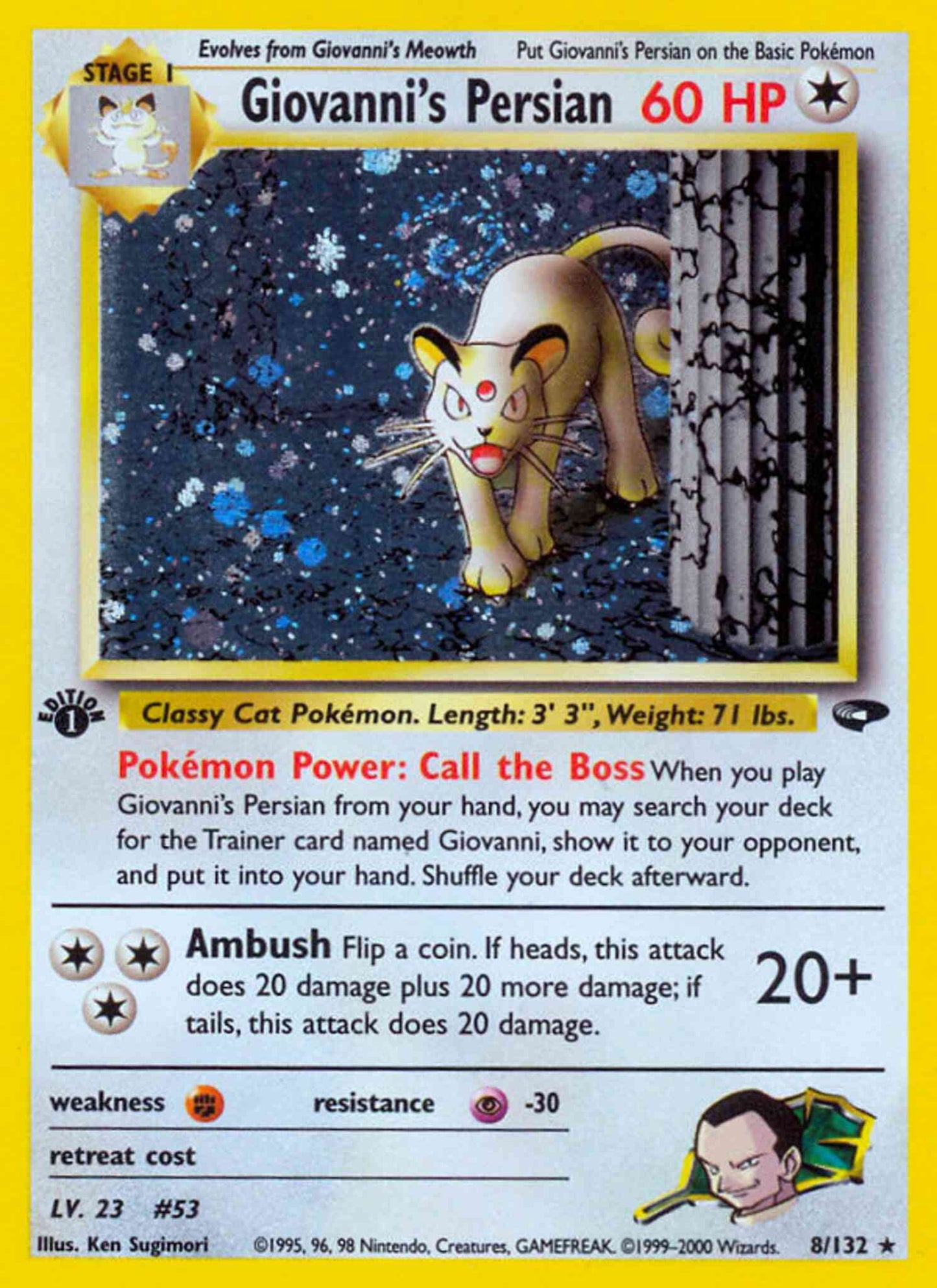 Giovanni's Persian - 8/132 - Rare - 1st Edition [gym2-8] [Holo]