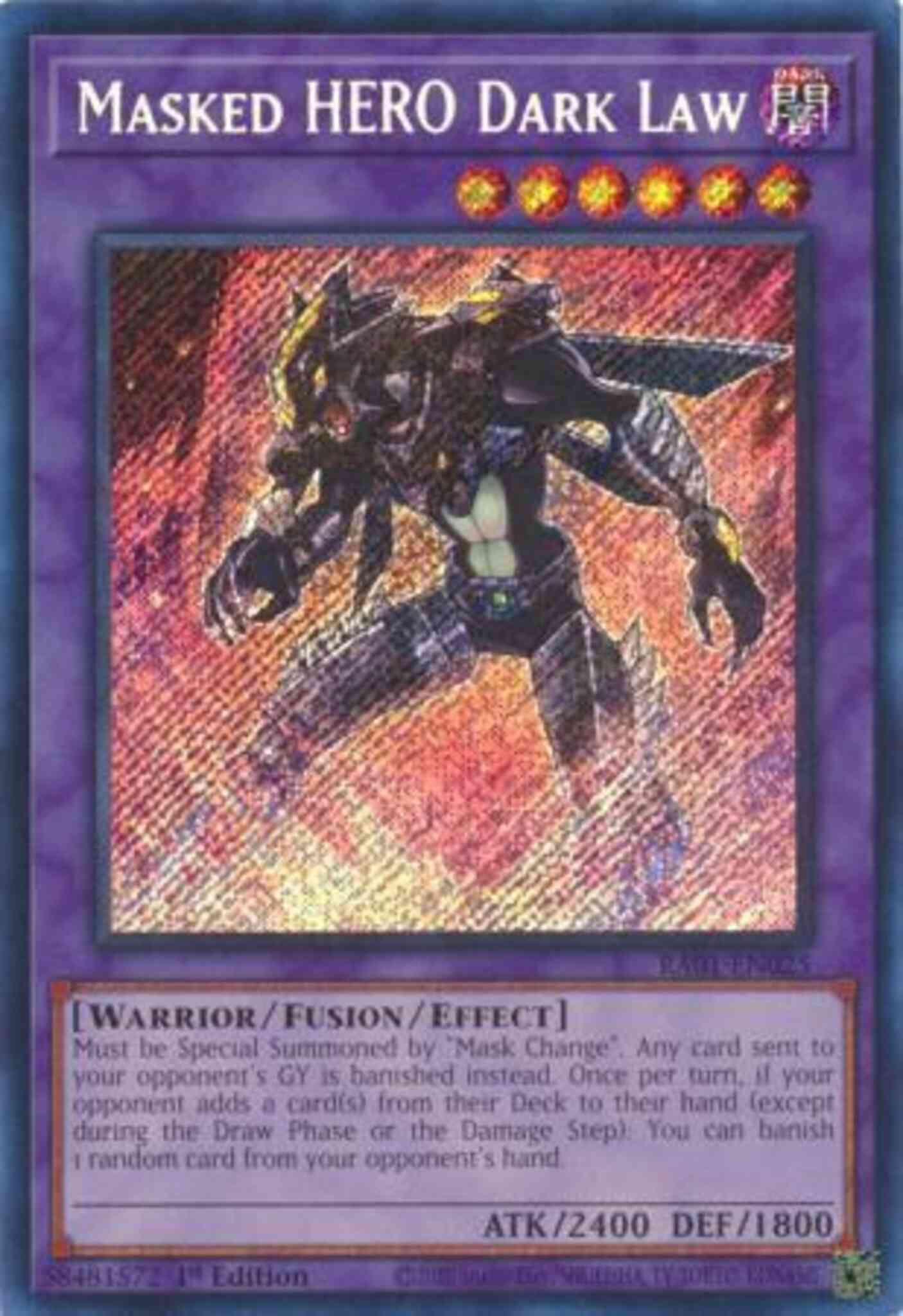 Masked HERO Dark Law - RA01-EN025 - Secret Rare - 1st Edition