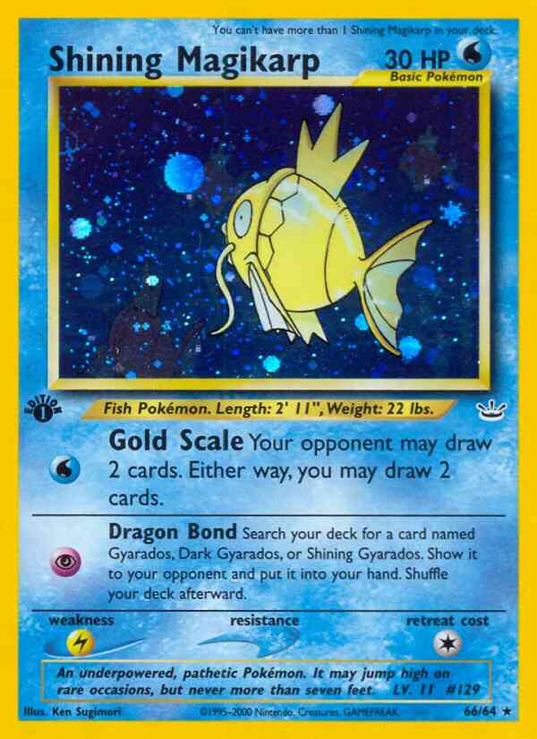 Shining Magikarp - 66/64 - Rare - 1st Edition [neo3-66] [Holo]