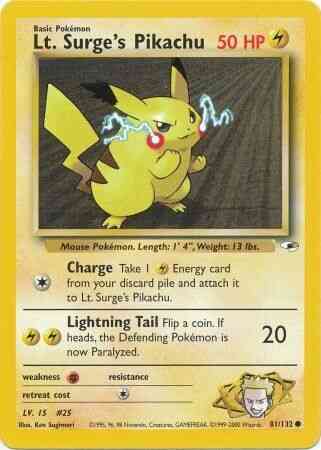 Lt. Surge's Pikachu - 81/132 - Common - Unlimited [gym1U-81] [Non-Holo]