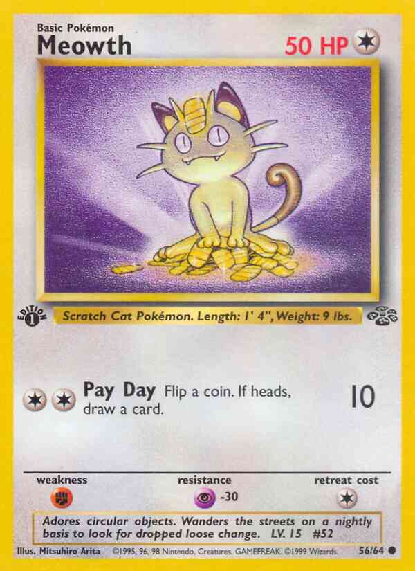 Meowth - 56/64 - Common - 1st Edition [base2-56] [Non-Holo]