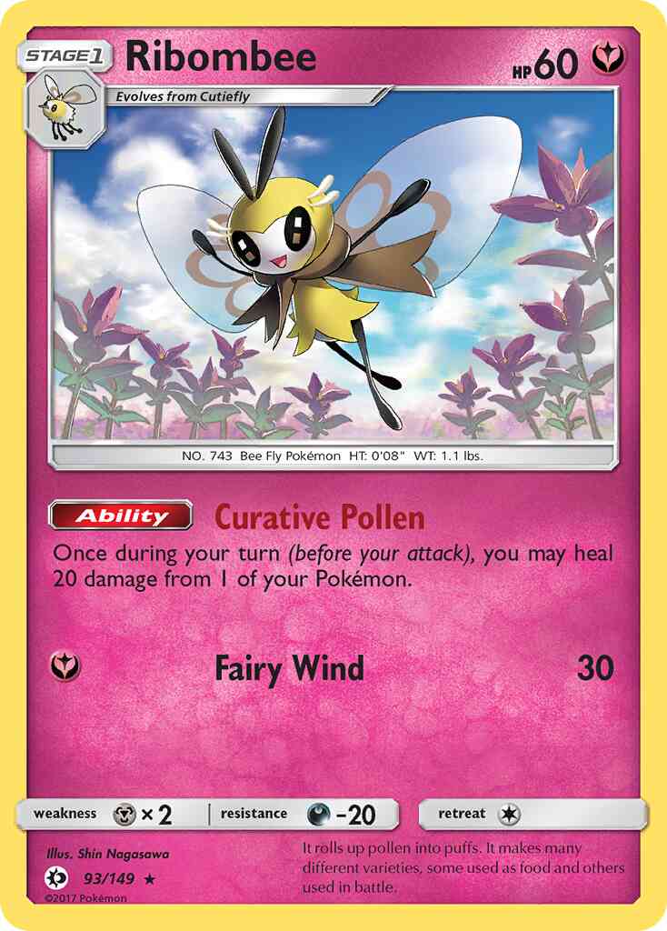 Ribombee - 93/149 - Rare Holo [sm1-93] [Reverse Holo]