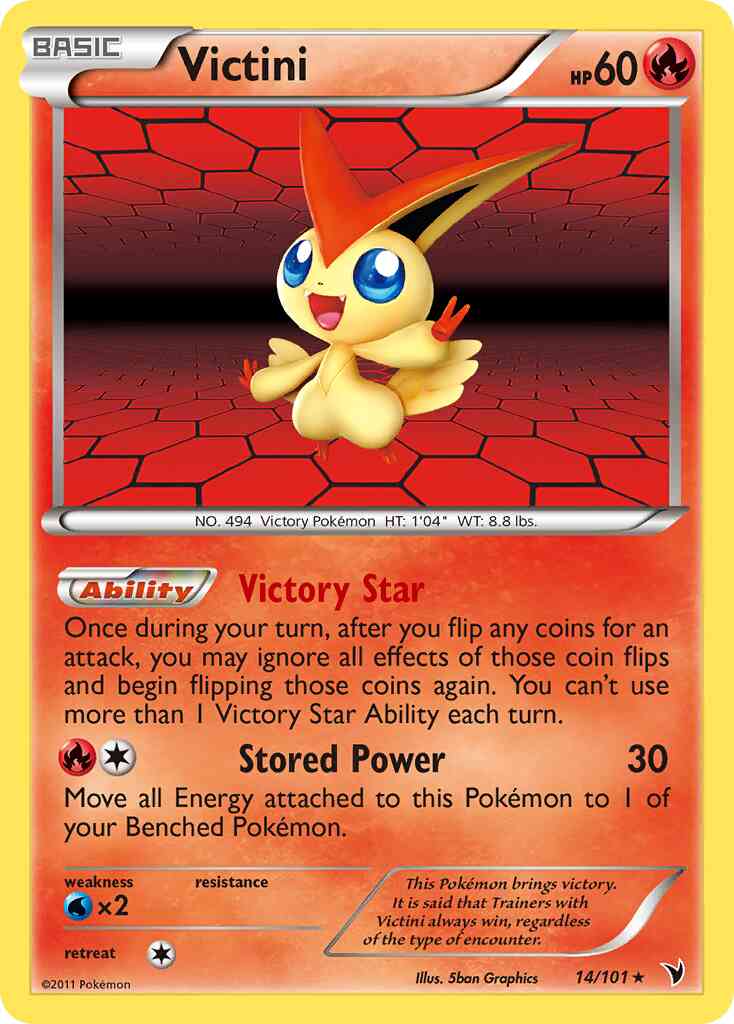 Victini - 14/101 - Rare Holo [bw3-14] [Reverse Holo]
