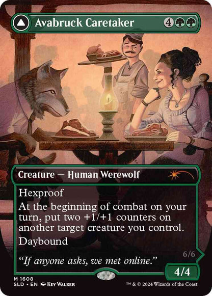 Avabruck Caretaker // Hollowhenge Huntmaster [1608] [Borderless] [Not a Wolf] [Secret Lair Drop] [Foil]