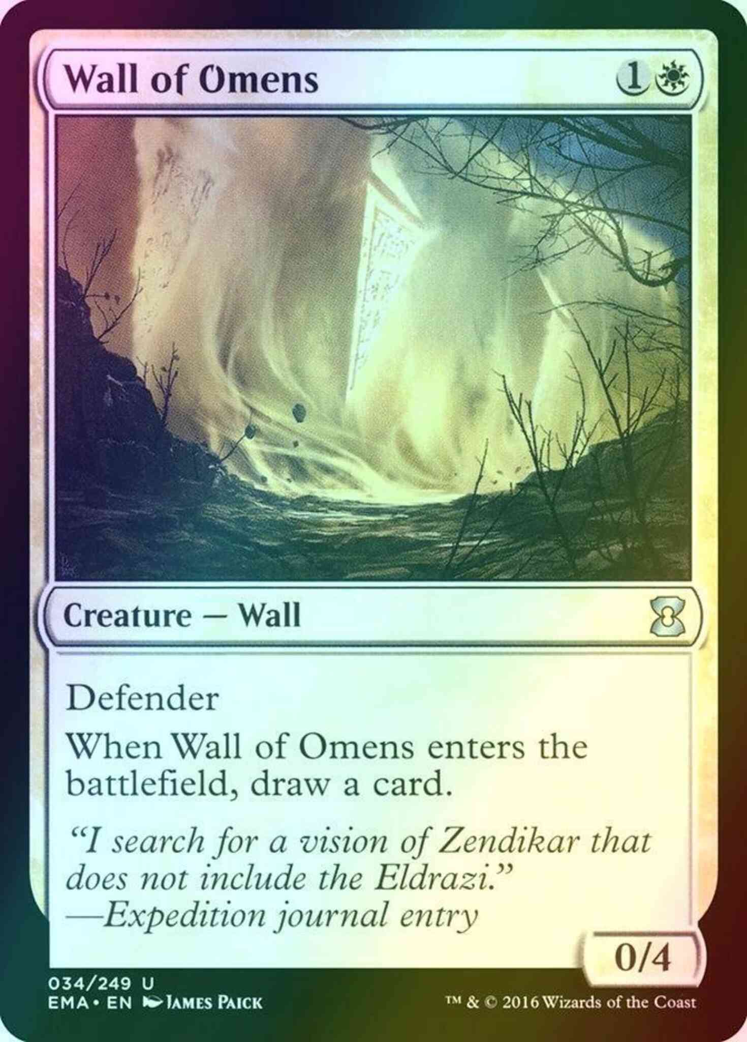 Magic: The Gathering - Wall Of Omens Card - Rise Of The Eldrazi Uncommon MTG Card