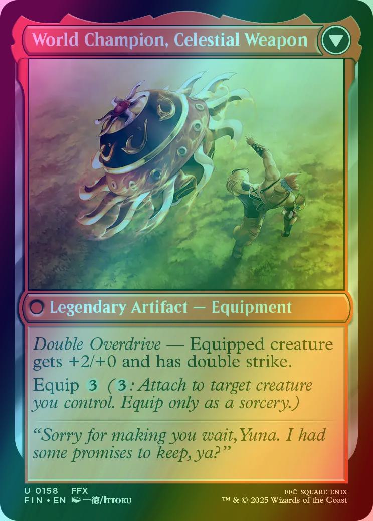 blitzball mtg card Magic: The Gathering Collector's Edition Final Fantasy X Commander Deck Double Overdrive Equipped creature gets +2/+0 and has double strike Tidus, Blitzball Star (Uncommon) #246