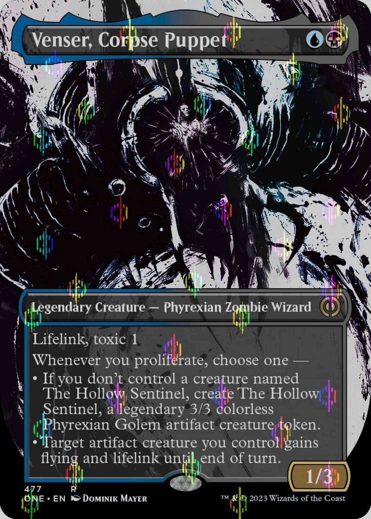 Venser, Corpse Puppet [477] [Borderless] [Ichor] [Phyrexia: All Will Be One] [Compleat Foil]