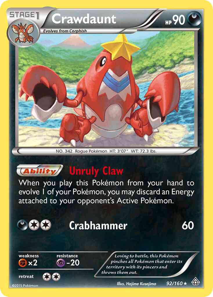 Crawdaunt - 92/160 - Rare Holo [xy5-92] [Reverse Holo]