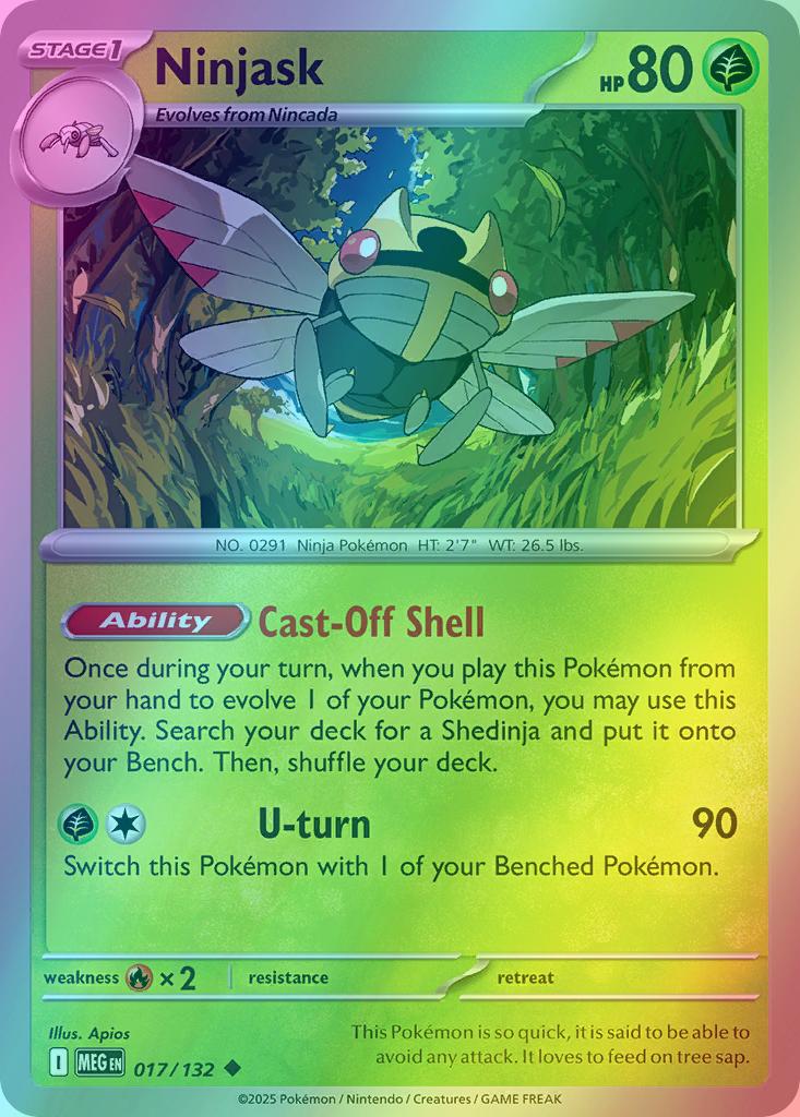 Ninjask - 017/132 - Uncommon [me01-017] [Reverse Holo]