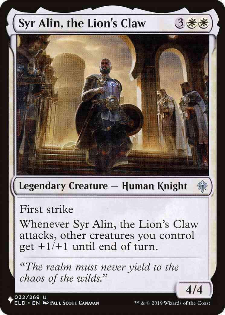 Syr Alin, the Lion's Claw [ELD-32] [The List] [Non-Foil]