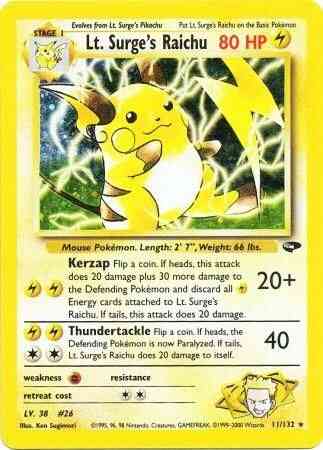 Lt. Surge's Raichu - 11/132 - Rare - Unlimited [gym2U-11] [Holo]