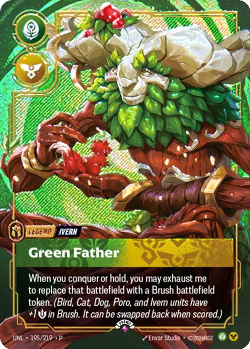 Green Father (Ivern) (Metal) - 195/219 [Riftbound Organized Play Promotional Cards] [Foil]