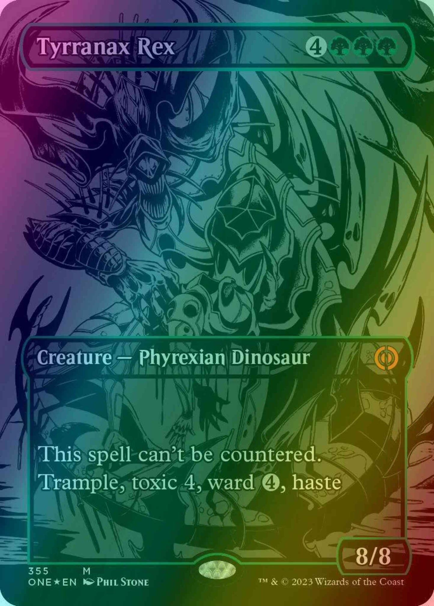 Tyrranax Rex [355] [Borderless] [Phyrexia: All Will Be One] [Oil Slick Foil]
