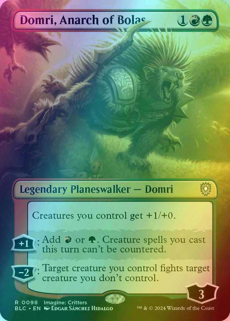 Domri, Anarch of Bolas [98] [Borderless] [Imagine: Critters] [Bloomburrow: Commander] [Foil]
