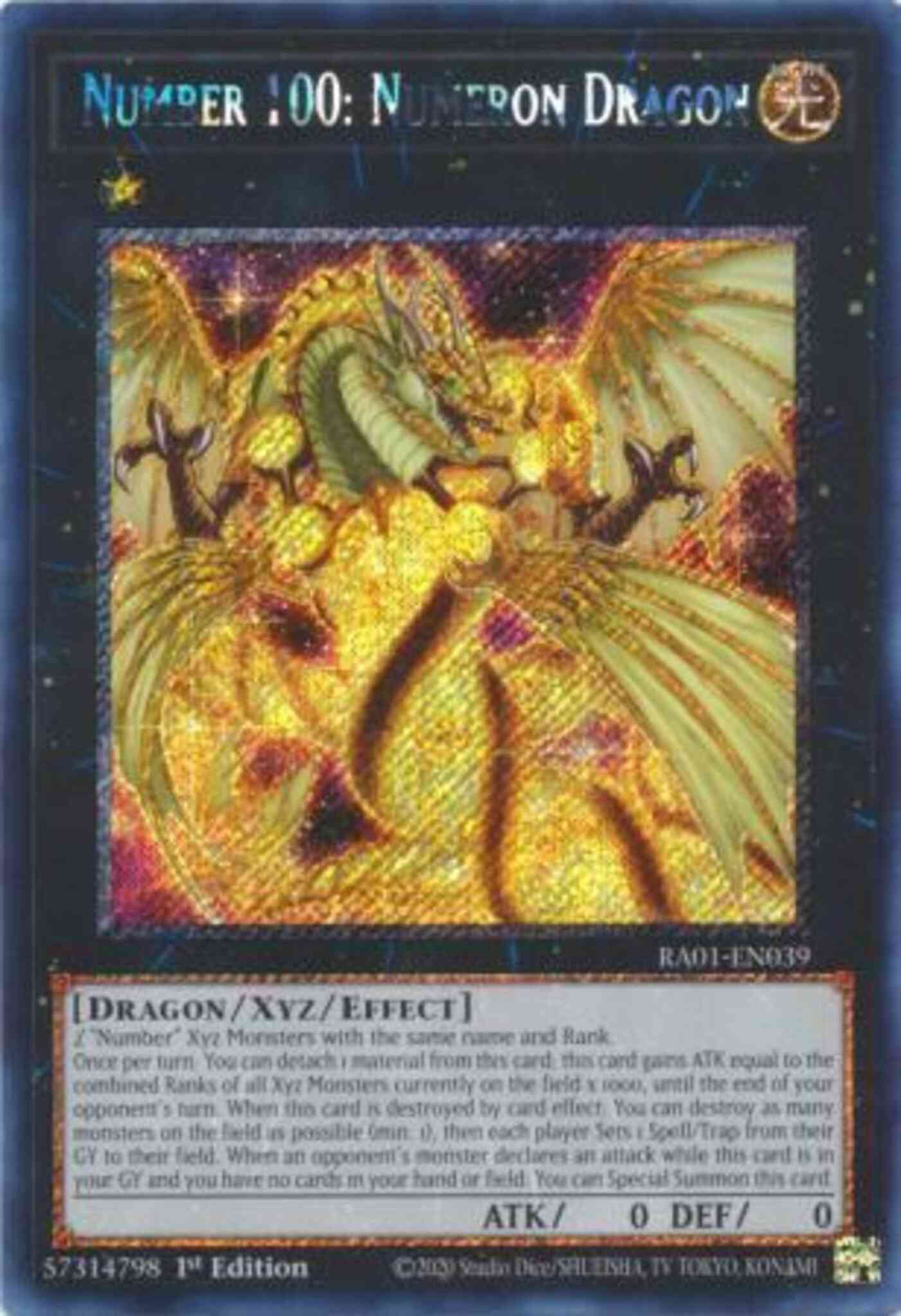 Number 100: Numeron Dragon - RA01-EN039 - Platinum Secret Rare - 1st Edition