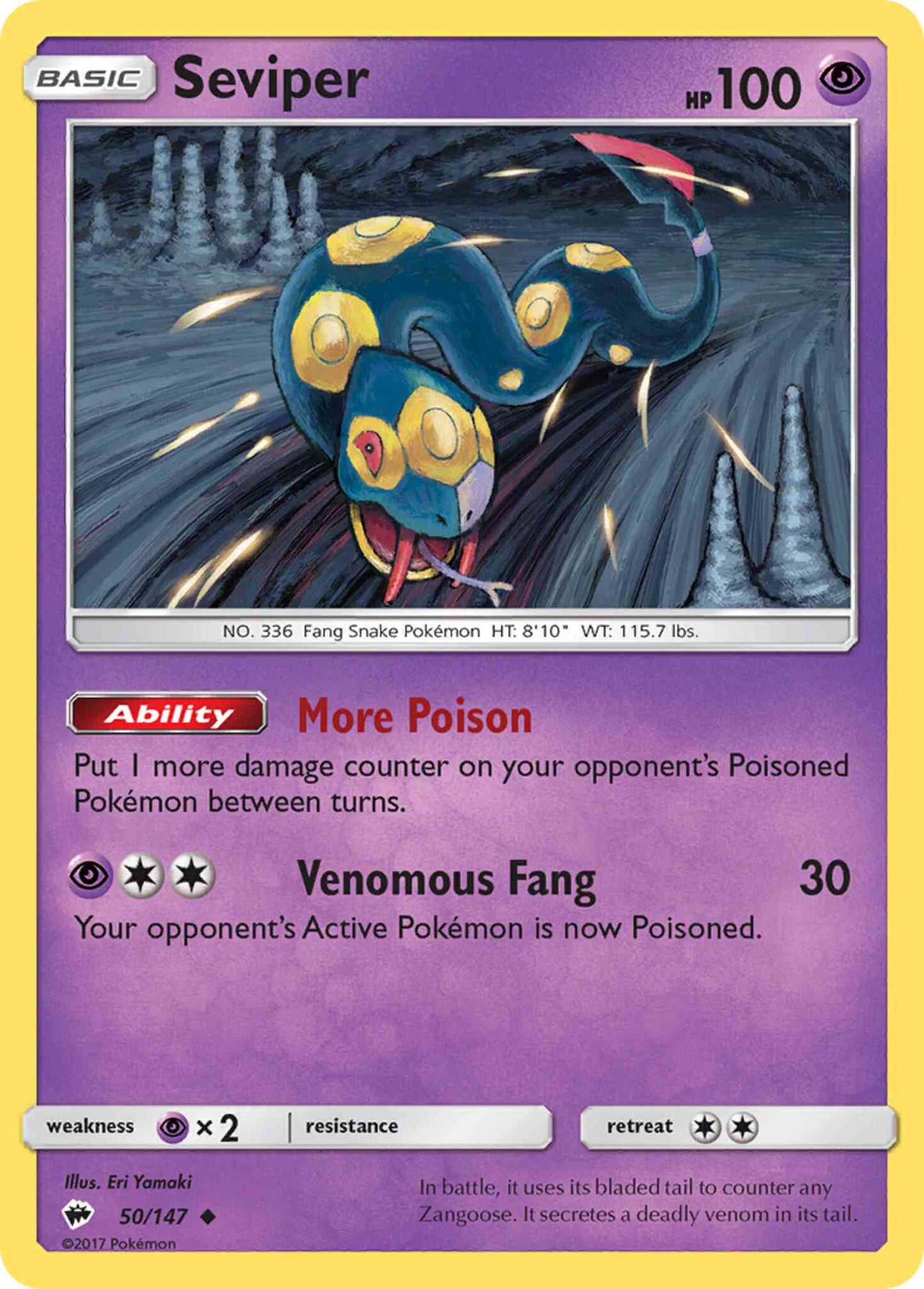 Seviper - 50/147 - Uncommon [sm3-50] [Reverse Holo]