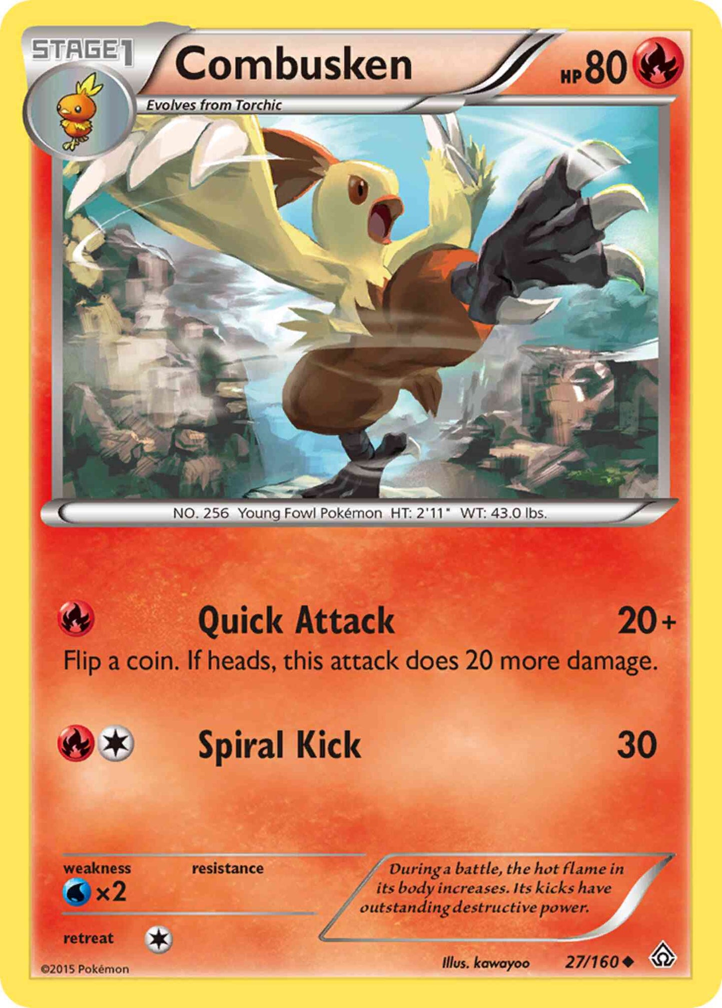 Combusken - 27/160 - Uncommon [xy5-27] [Non-Holo]