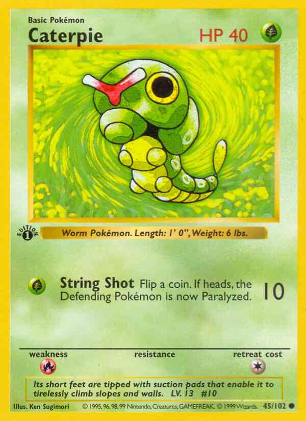 Caterpie - 45/102 - Common - 1st Edition [base1-45] [Non-Holo]