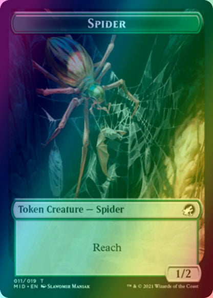 Clue Token (16) // Spider Token (11) [Innistrad: Midnight Hunt: Tokens] [Foil]