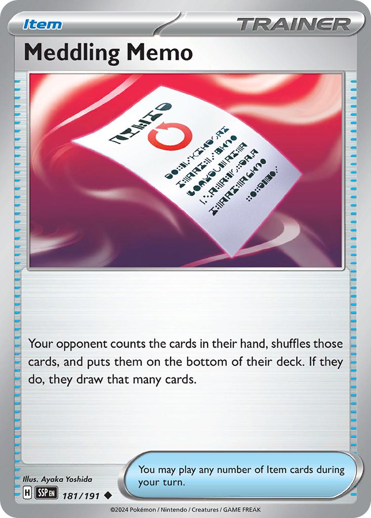 Meddling Memo - 181/191 - Uncommon [sv08-181] [Non-Holo]