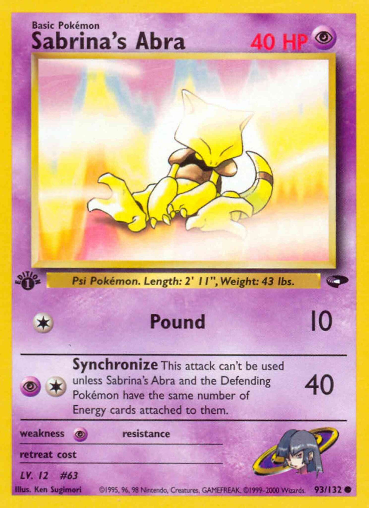 Sabrina's Abra - 93/132 - Common - 1st Edition [gym2-93] [Non-Holo]