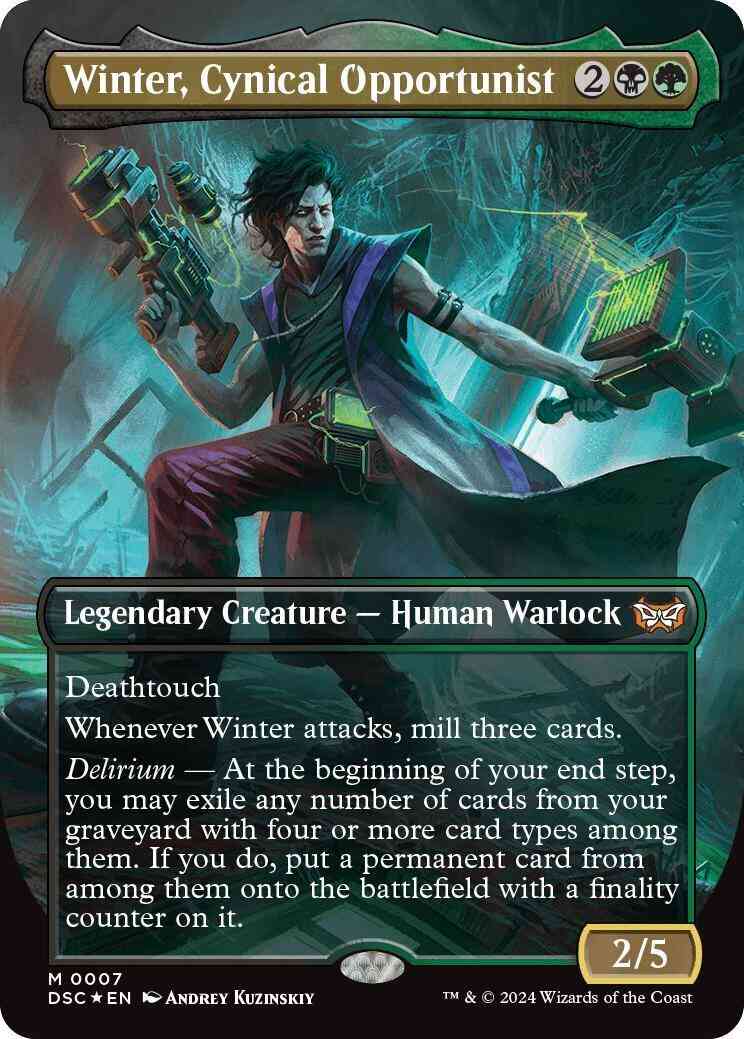 Winter, Cynical Opportunist [7] [Borderless] [Duskmourn: House of Horror: Commander] [Non-Foil]