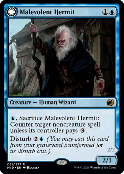 Malevolent Hermit // Benevolent Geist [61] [Innistrad: Midnight Hunt] [Non-Foil]